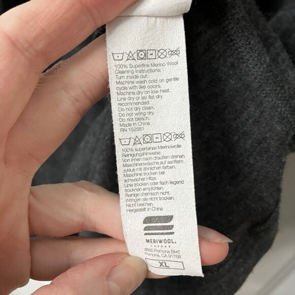 Meriwool Base Layer Sweater Mens XL Gray Outdoor Gorpcore Merino Wool Knit - Picture 5 of 10